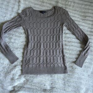 Vintage Y2K Womens XS American Eagle Taupe Cable Knit Fitted Sweater